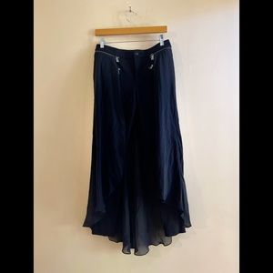 Haute Hippie Skinny Cropped Pants W/Detachable Skirt, Black